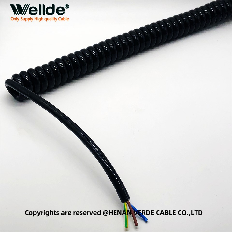 3žilový 0,25mm² PUR spirálový spirálový kabel